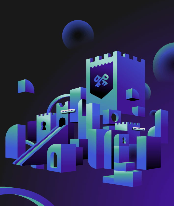 Castle representing a fortress protected by passkeys